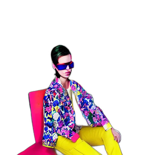 jacket, furniture, robot, staff, vaporwave, 3d render, concept art, pixel art transparent PNG cut-out