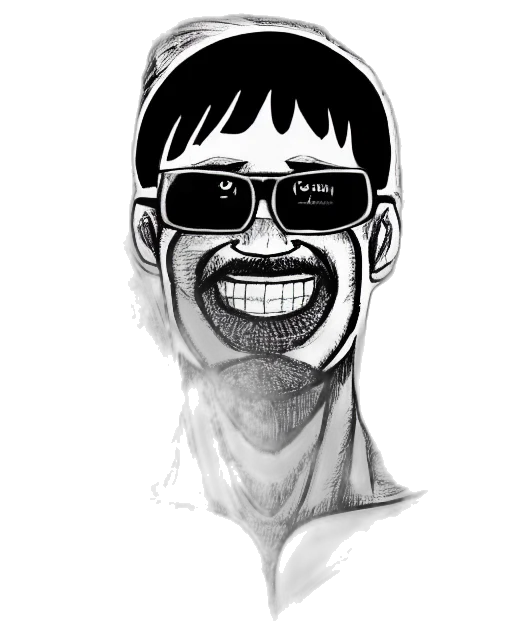 face, staff, mask, cartoon, comic book art, photorealistic, pencil sketch, amateur transparent PNG cut-out
