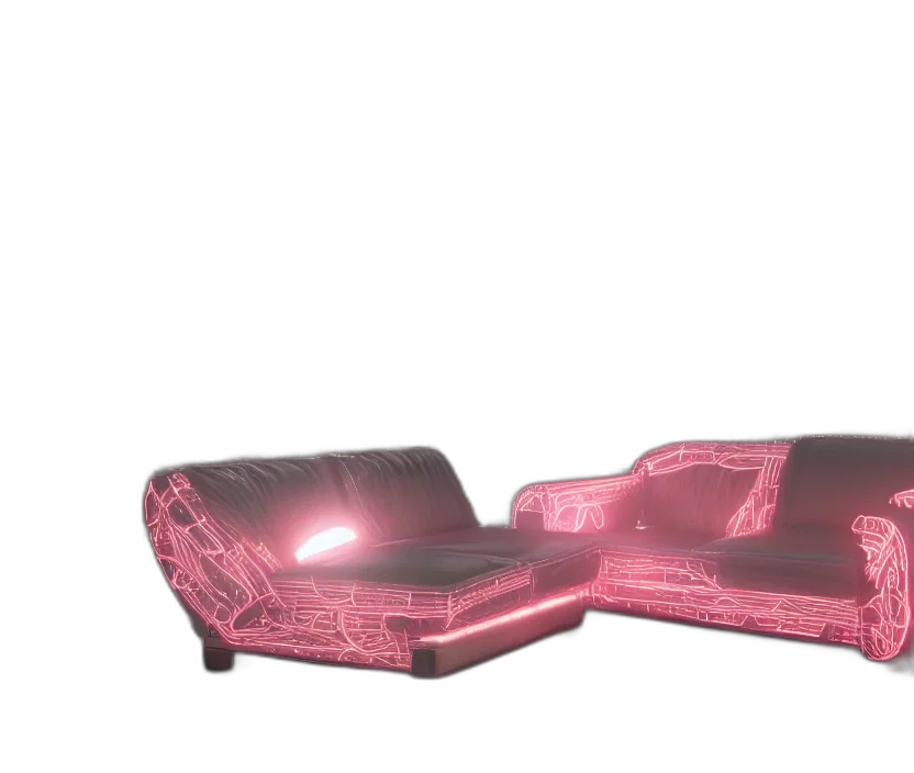 furniture, car, shoes, crown, 3d render, vaporwave, cyberpunk, concept art transparent PNG cut-out