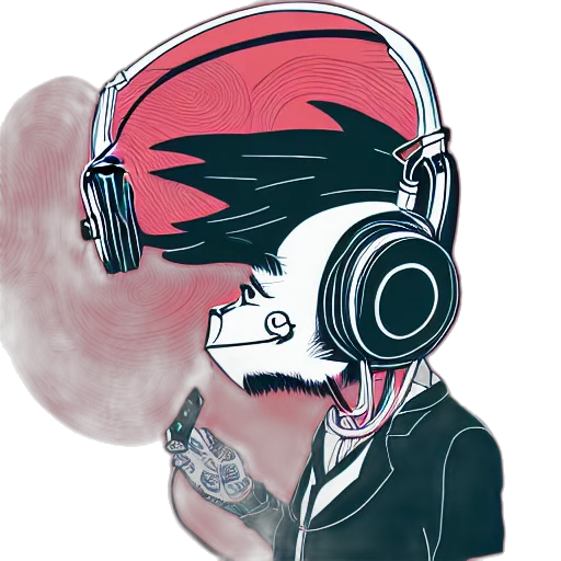 mask, face, hat, jacket, cartoon, vaporwave, cyberpunk, concept art transparent PNG cut-out