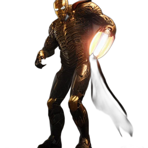 robot, sword, weapon, staff, concept art, 3d render, comic book art, fantasy art transparent PNG cut-out