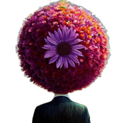 flower, umbrella, hat, crown, oil painting, photorealistic, concept art, fantasy art transparent PNG cut-out