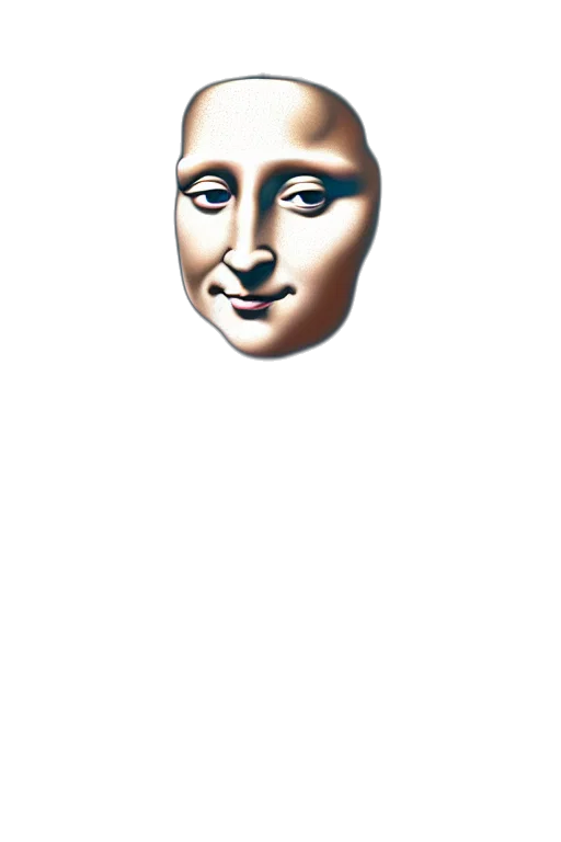 face, mask, robot, crown, 3d render, vaporwave, pixel art, photorealistic transparent PNG cut-out