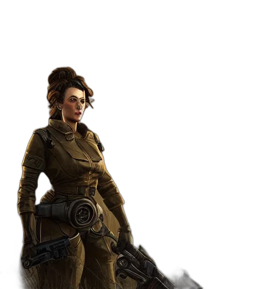 staff, jacket, weapon, concept art, fantasy art, 3d render, cyberpunk, earth tones transparent PNG cut-out