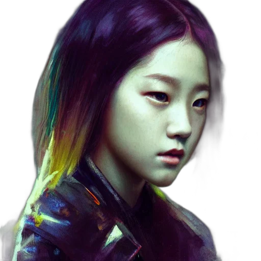 face, photorealistic, cyberpunk, oil painting transparent PNG cut-out