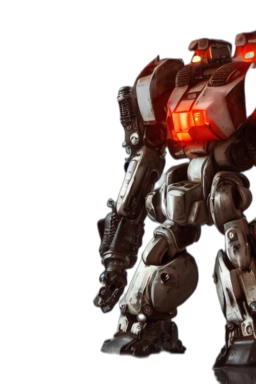 robot, weapon, concept art, 3d render transparent PNG cut-out