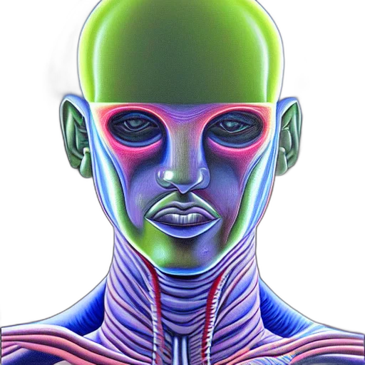 face, mask, robot, creature, concept art, cyberpunk, vaporwave, photorealistic transparent PNG cut-out