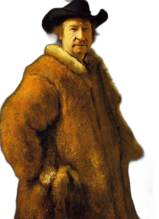 jacket, face, staff, animal, photorealistic, oil painting, concept art, fantasy art transparent PNG cut-out