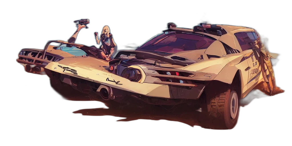 car, weapon, concept art, comic book art, cyberpunk, fantasy art, futuristic, rally transparent PNG cut-out