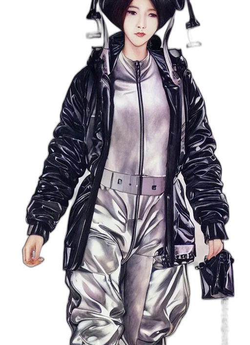 jacket, staff, concept art, cyberpunk transparent PNG cut-out