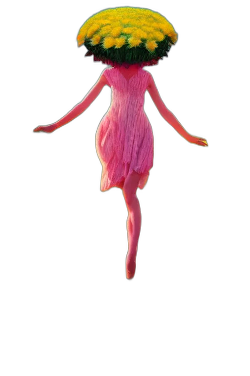 dress, creature, hair, flower, 3d render, concept art, fantasy art, watercolor transparent PNG cut-out