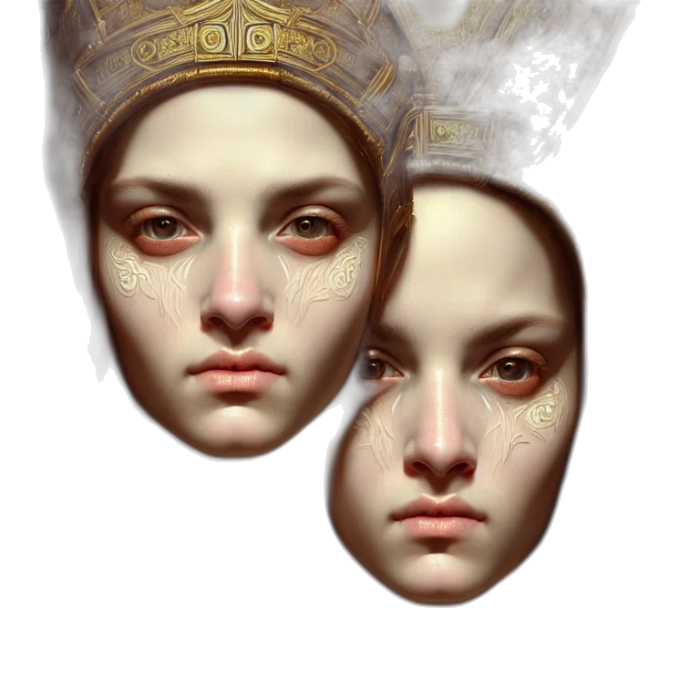 crown, face, mask, jewelry, photorealistic, fantasy art, concept art, 3d render transparent PNG cut-out