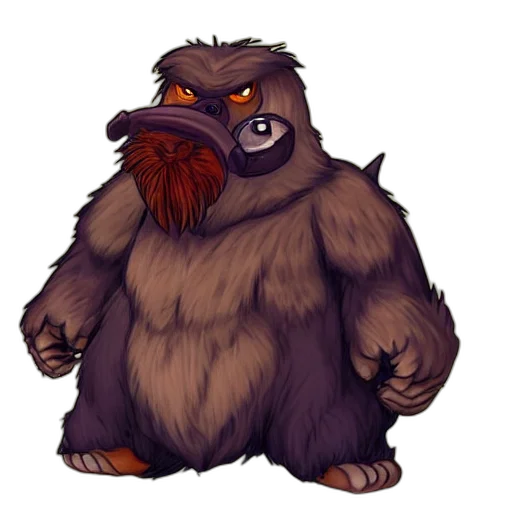 creature, animal, staff, concept art, fantasy art, pixel art, watercolor, bugbear transparent PNG cut-out