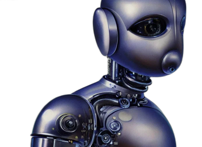 robot, 3d render, concept art, cyberpunk, photorealistic, portrait, cyber, dog transparent PNG cut-out