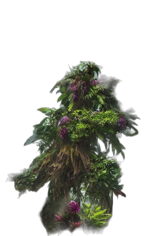 tree, crown, hair, staff, 3d render, concept art, photorealistic, forest transparent PNG cut-out