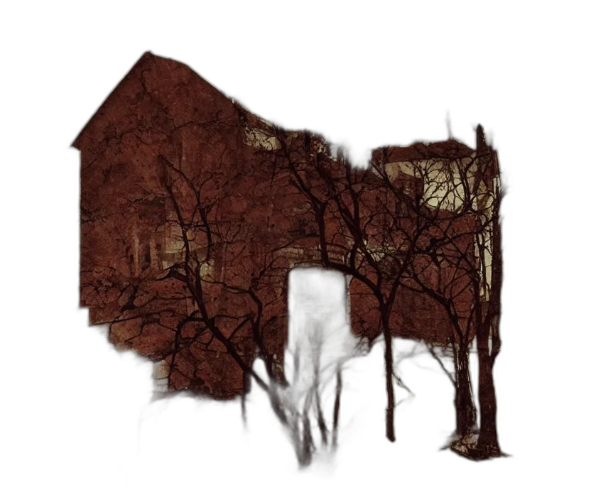 building, tree, furniture, face, concept art, 3d render, photorealistic, pixel art transparent PNG cut-out