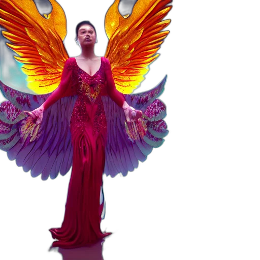 dress, concept art, 3d render, fantasy art, photorealistic, beautiful, orchid, phoenix transparent PNG cut-out