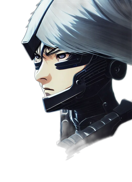 robot, face, mask, comic book art, concept art, anime, fantasy art, monochrome transparent PNG cut-out