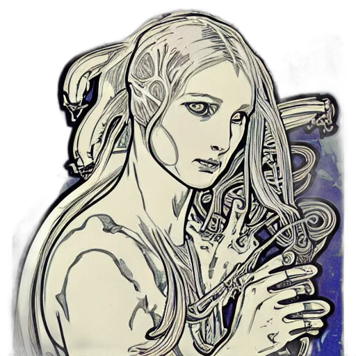 jewelry, mask, staff, face, comic book art, fantasy art, concept art, pixel art transparent PNG cut-out