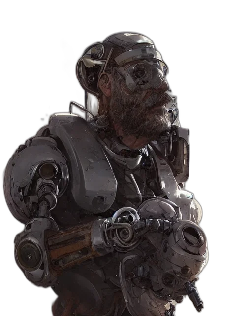 robot, face, staff, weapon transparent PNG cut-out