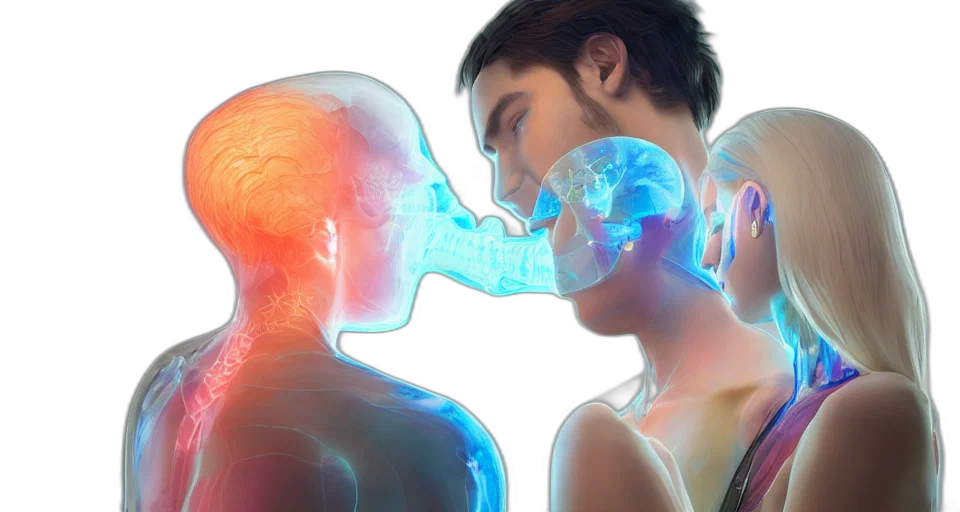 mask, 3d render, neon lights, underwater transparent PNG cut-out