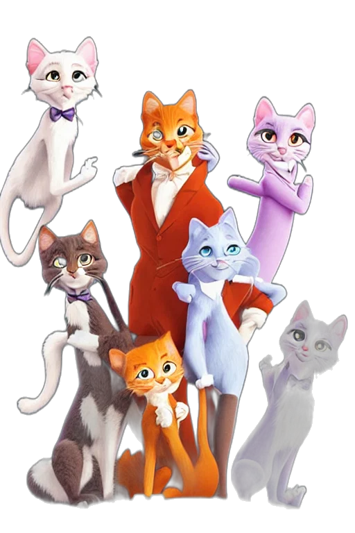staff, concept art, cartoon, fantasy art, anime, aristocats, movie, poster transparent PNG cut-out