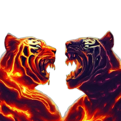 mask, concept art, fantasy art, comic book art, pixel art, fire, two, headed transparent PNG cut-out