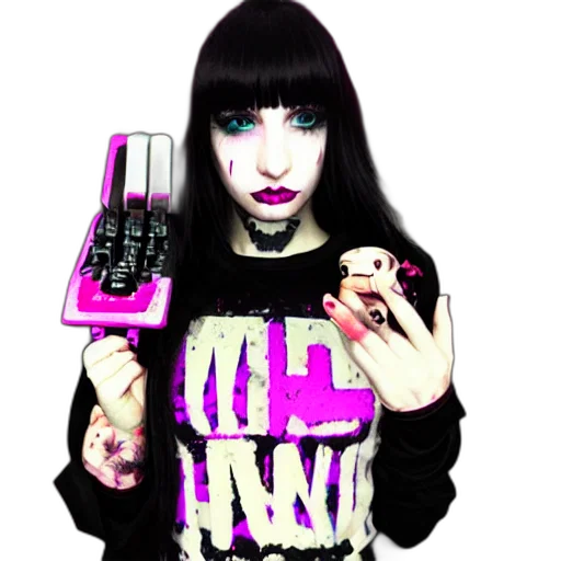 jewelry, weapon, robot, cyberpunk, vaporwave, cartoon, pixel art, neon lights transparent PNG cut-out