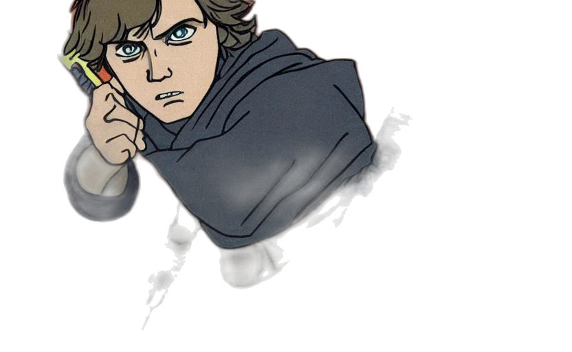 jacket, weapon, staff, comic book art transparent PNG cut-out