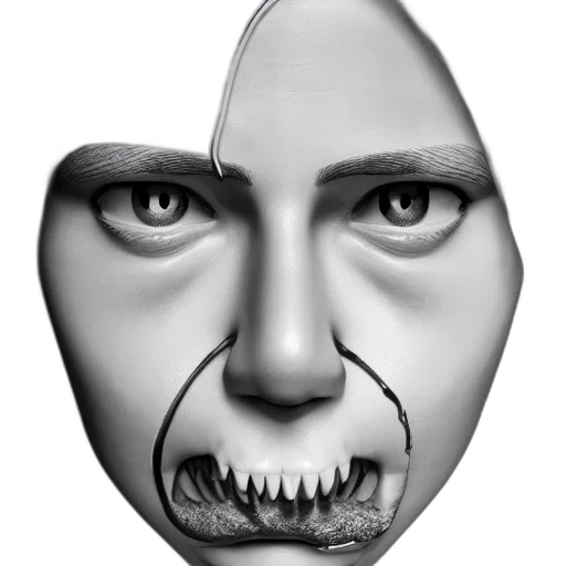 mask, face, creature, photorealistic, 3d render, concept art, pencil sketch, headshot transparent PNG cut-out