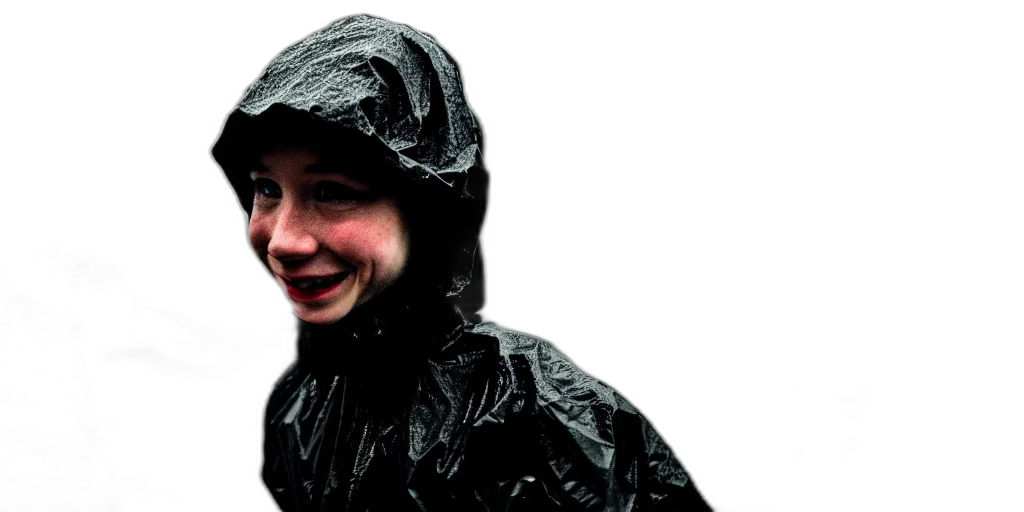 jacket, umbrella, face, hat transparent PNG cut-out