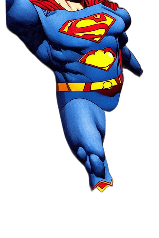 comic book art, concept art, superman, highly transparent PNG cut-out