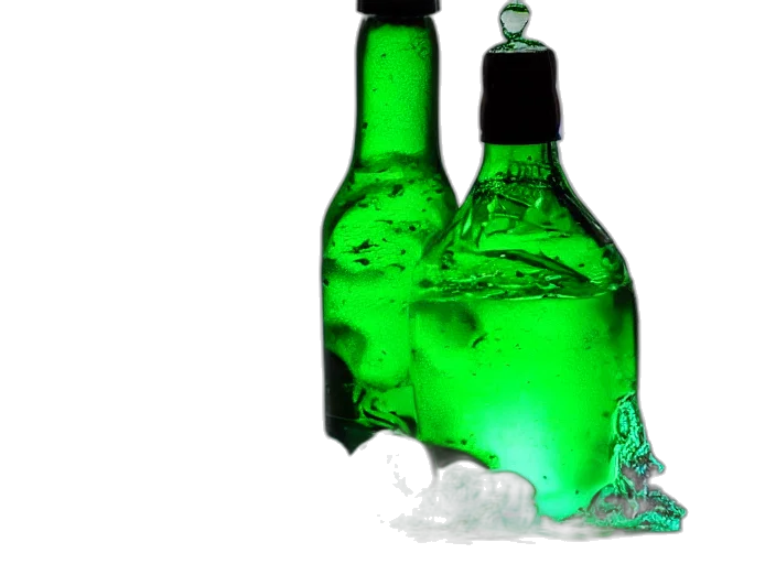 bottle, 3d render, photorealistic, green transparent PNG cut-out