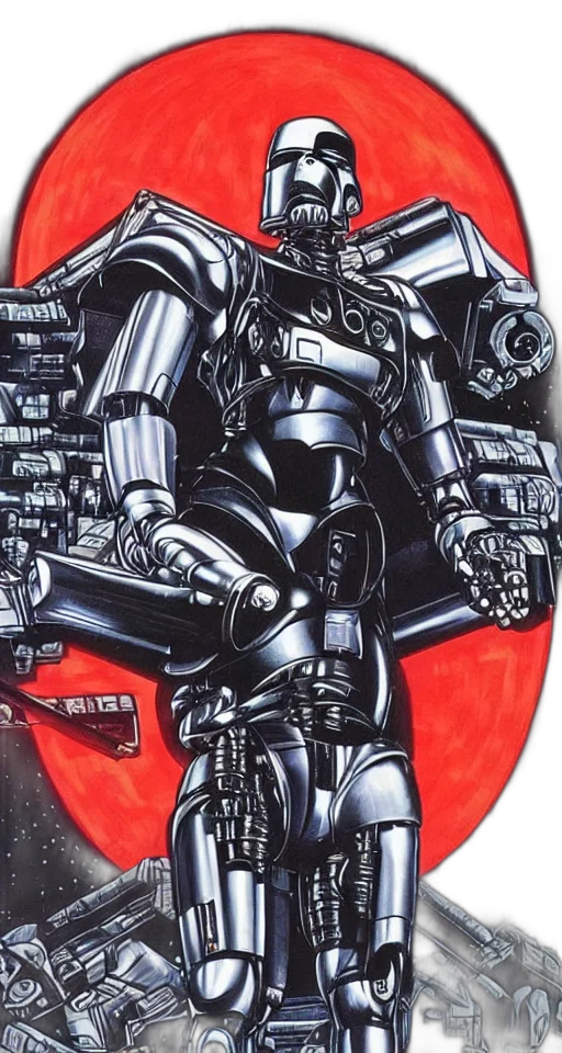robot, weapon, comic book art, cyberpunk transparent PNG cut-out