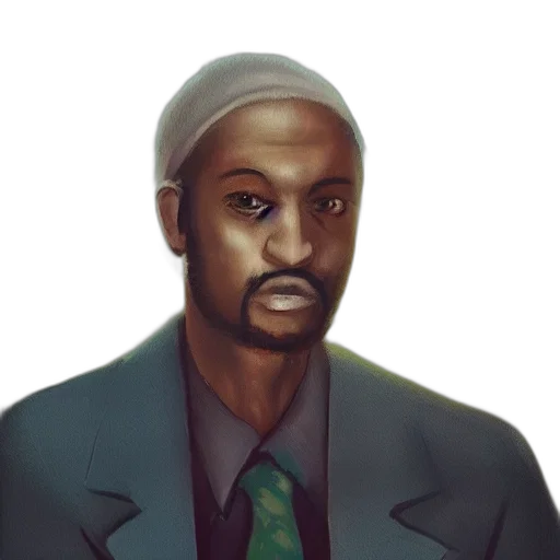 face, jacket, staff, hat transparent PNG cut-out