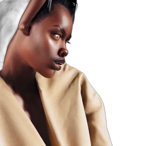 jacket, dress, face, photorealistic transparent PNG cut-out