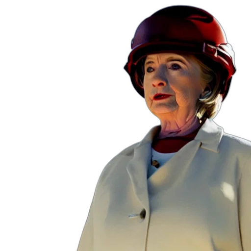 hat, face, staff, jacket, 3d render, cinematic, shot, hillary transparent PNG cut-out