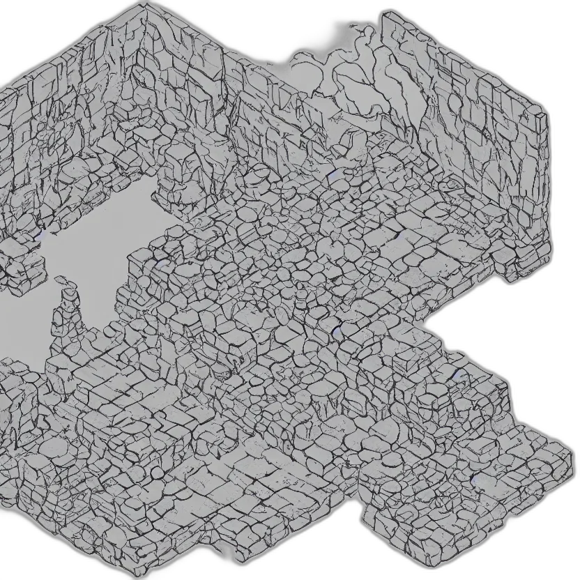 building, crown, pixel art, 3d render, concept art, monochrome, isometric, view transparent PNG cut-out