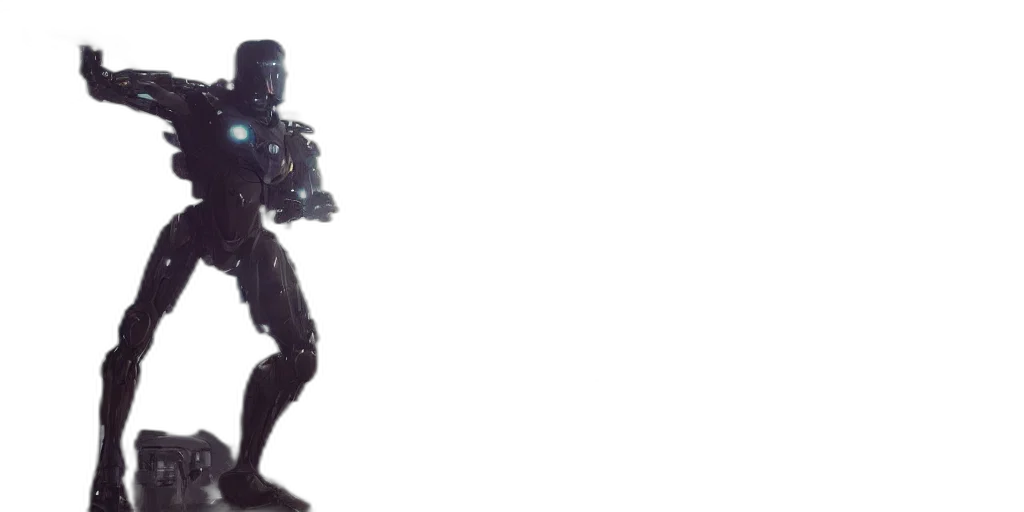 robot, weapon, creature, mask, concept art, 3d render, cyberpunk, pixel art transparent PNG cut-out