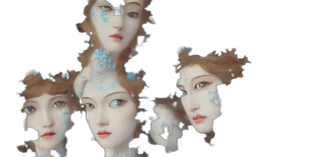 face, crown, robot, mask, 3d render, vaporwave, anime, photorealistic transparent PNG cut-out