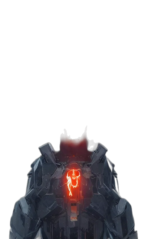 mask, crown, robot, weapon, concept art, fantasy art, 3d render, comic book art transparent PNG cut-out