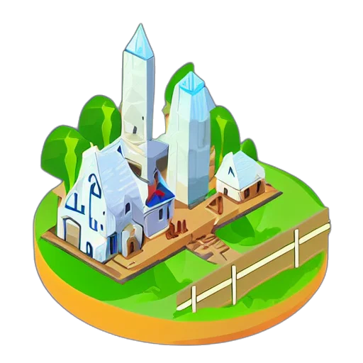 3d render, concept art, pixel art, cartoon, glass, bottle, isometric, village transparent PNG cut-out