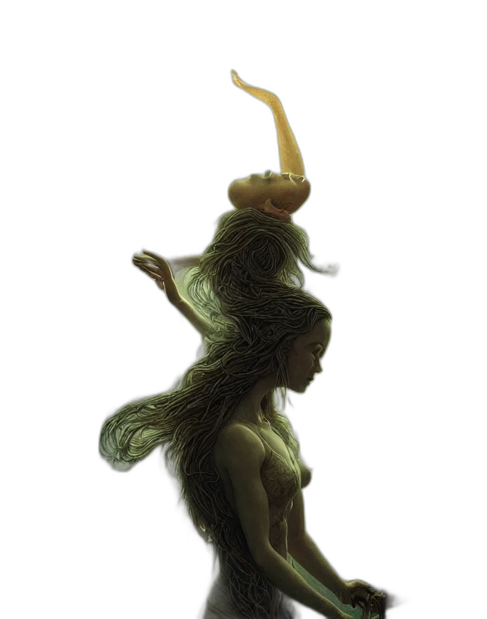 crown, hair, staff, hat, concept art, fantasy art, 3d render, photorealistic transparent PNG cut-out
