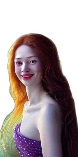 face, hair, dress, jewelry, photorealistic, oil painting, fantasy art, cartoon transparent PNG cut-out