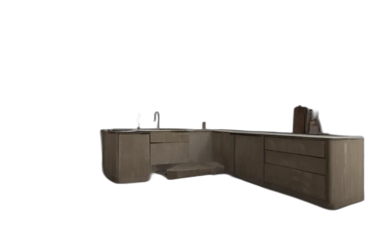 furniture, 3d render, photorealistic, concept art, earth tones, kitchen, contrast, moss transparent PNG cut-out