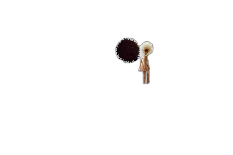 hair, staff, jewelry, umbrella, 3d render, earth tones, giant, white transparent PNG cut-out