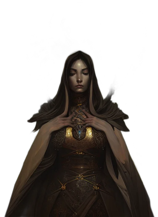 dress, jewelry, crown, staff transparent PNG cut-out