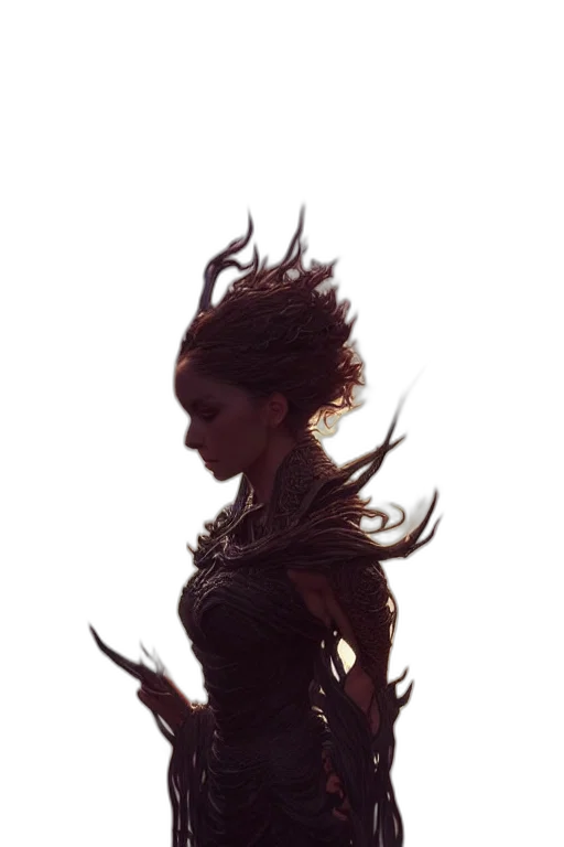 dragon, dress, hair, crown transparent PNG cut-out