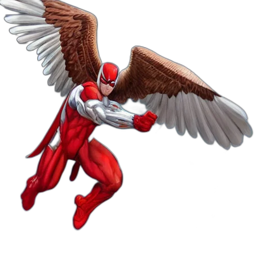 concept art, 3d render, pixel art, comic book art, red, superhero, white, costume transparent PNG cut-out