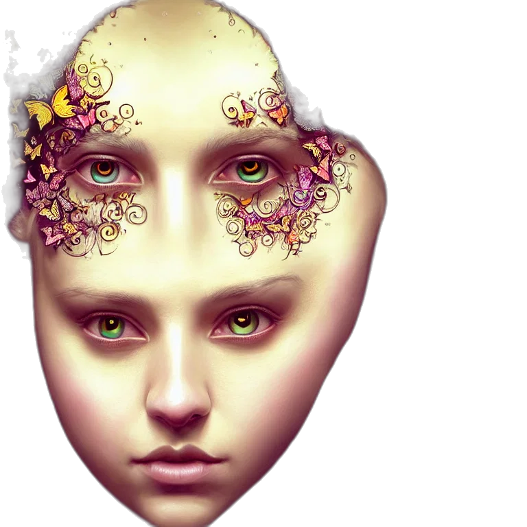 mask, face, photorealistic, fantasy art, concept art, 3d render, golden, pastel transparent PNG cut-out